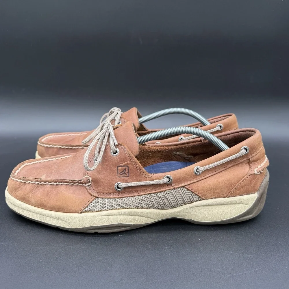 Sperry Top Spider Dark Tan Billfish 2 Eye Boat Shoes 0276308 Men's Size 13